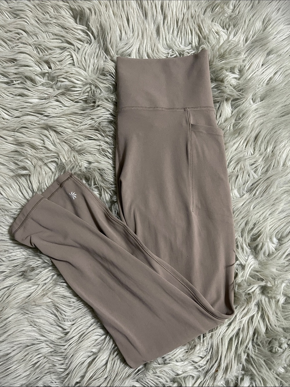 Athleta Taupe High-Waist Performance Leggings with Side Pocket